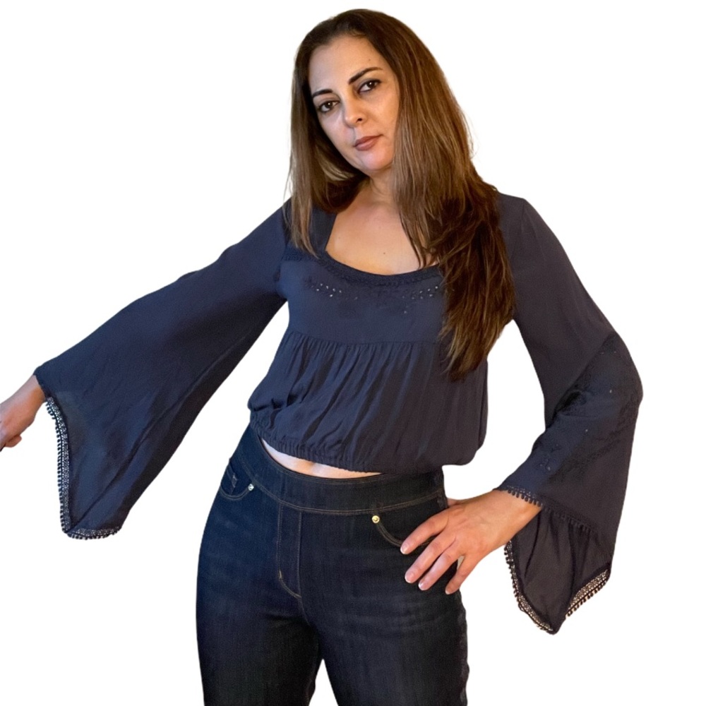 NWT Coco + Jaimeson Navy Crepe Blouse Top XL(Jr.)